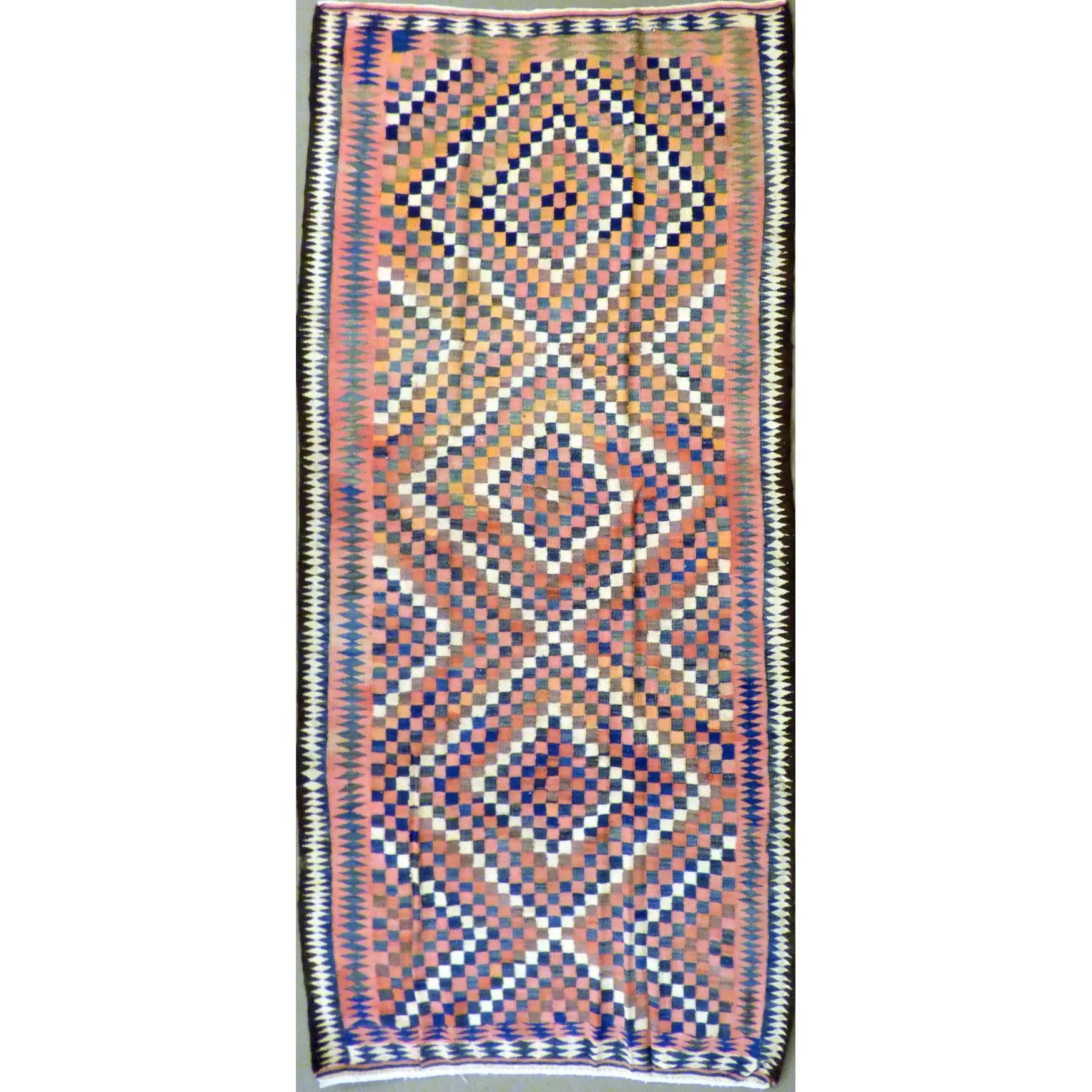 One Of The Kind Authentic Hand-Knotted Sanandaj Vintage Kilim 10'4" X 5'4"